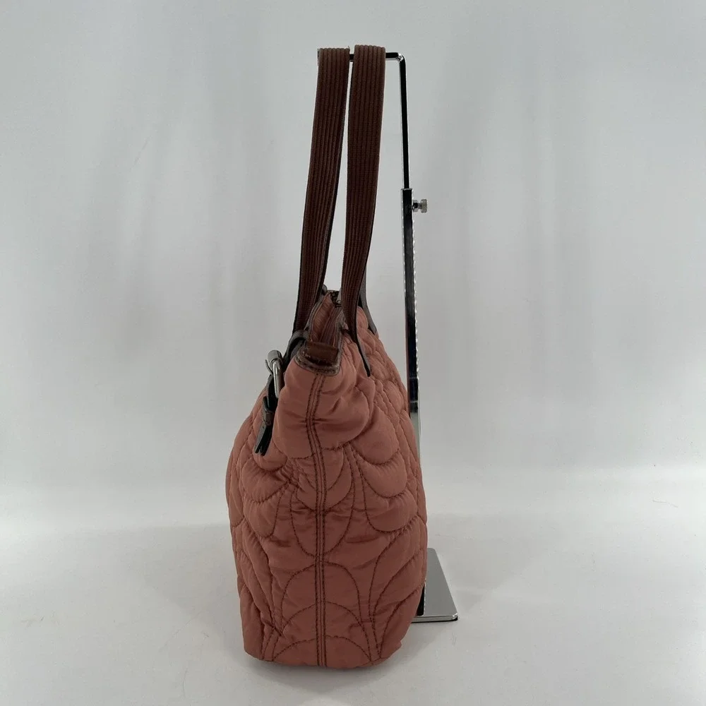 Vintage Fossil Key Per Blush Pink Mauve Shoulder Purse Quilted Leather Buckle - Picture 3 of 16
